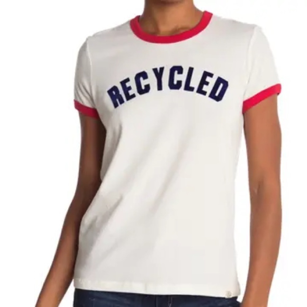 Marine Layer Re-Spun Flock Velvet Recycled Ringer Tee Size XL Natural off white